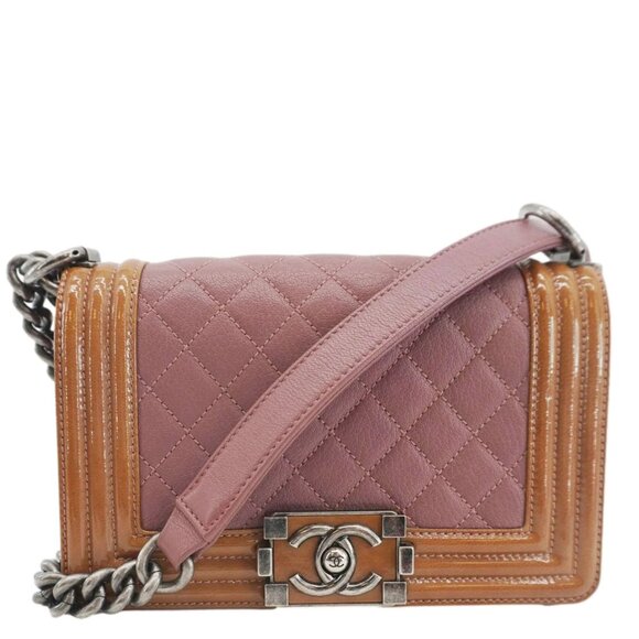 Chanel  Duo Boy Flap Small Goatskin Leather Crossbody Bag Pink - Picture 1 of 13